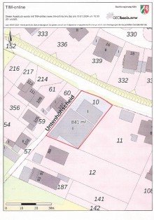 Flurkarte Baugrundst�ck ca. 841 qm in sch�ner Lage von H�hscheid, Abriss von Gew�chsh�usern erforderlich